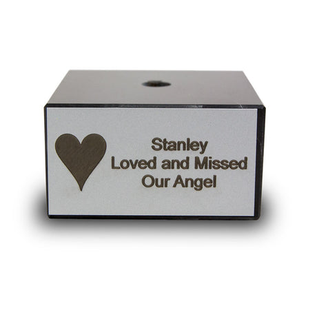 Black Genuine Marble Base with Engravable Silver Plaque