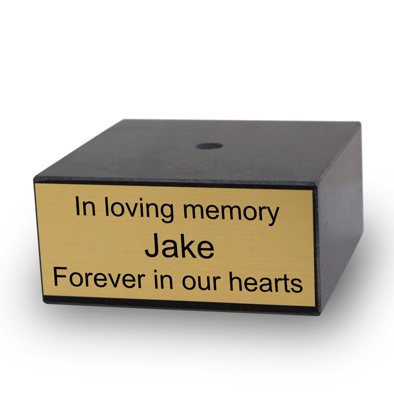 4 inch Genuine Black Marble Base with Gold Engravable Plaque