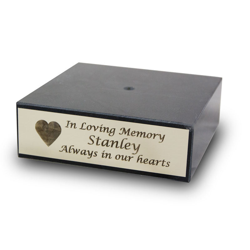 Genuine Black Marble Base with Silver Engravable Plaque- 6 Inches