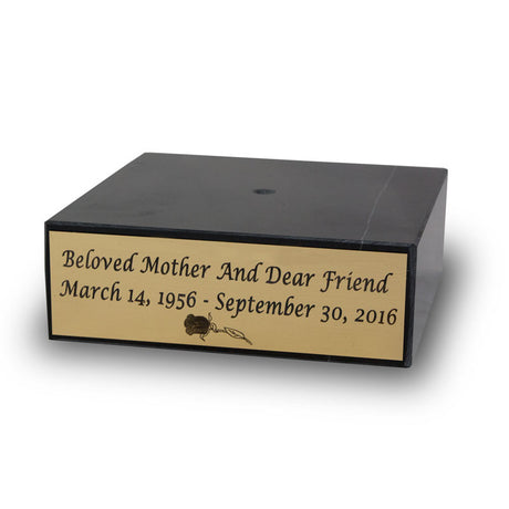6 Inch Genuine Black Marble Base with Gold Engravable Plaque