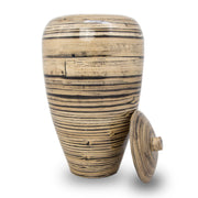 Tall Bamboo Cremation Urn- Black Lined Natural