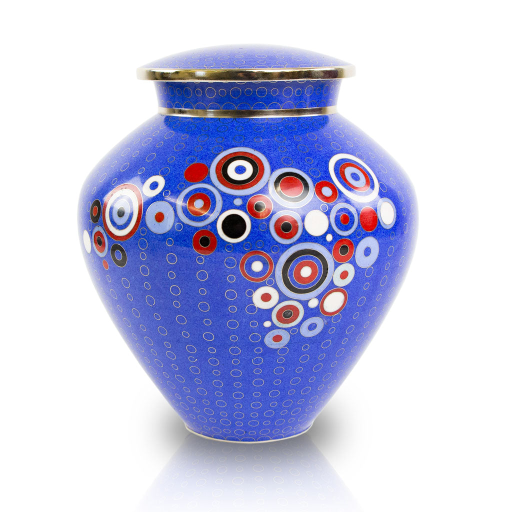 Opulence Blue Geometric Cloisonne Cremation Urn