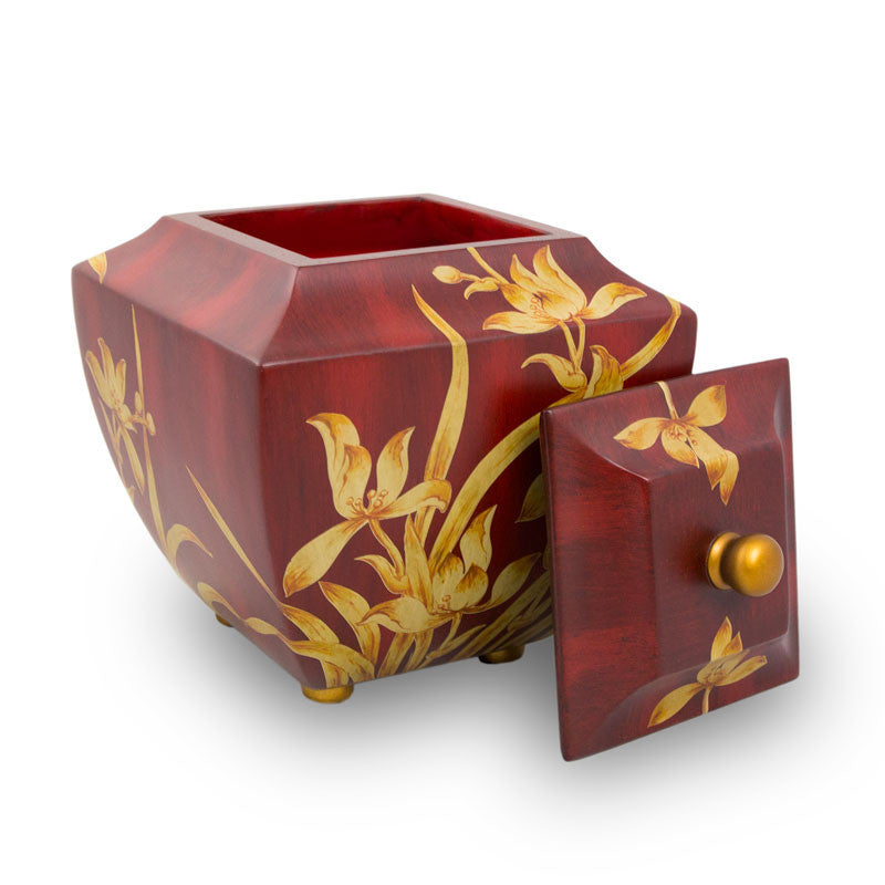 Burgundy Orchid Cremation Urn - Large