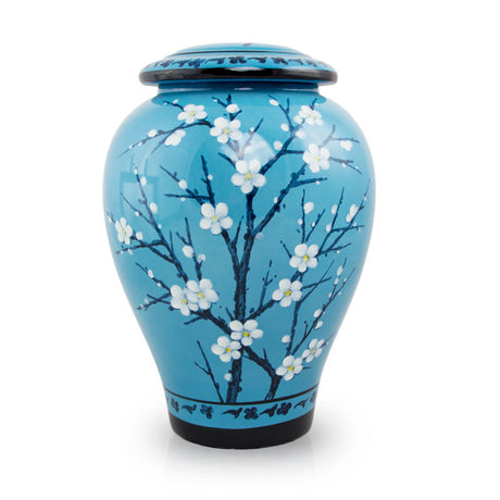 Hand Painted Ceramic Cremation Urn - Plum Blossom