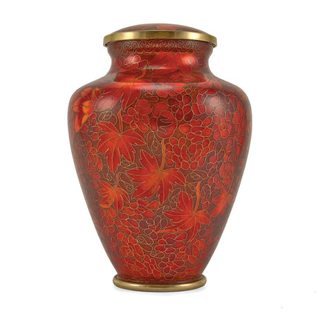 Auburn Leaves Cremation Urn Large - Cloisonne