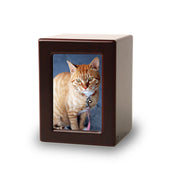 Cherry MDF Pet Photo Cremation Urn - Extra Small