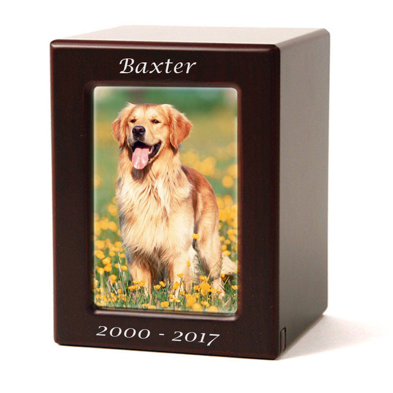 Cherry MDF Pet Photo Cremation Urn - Medium