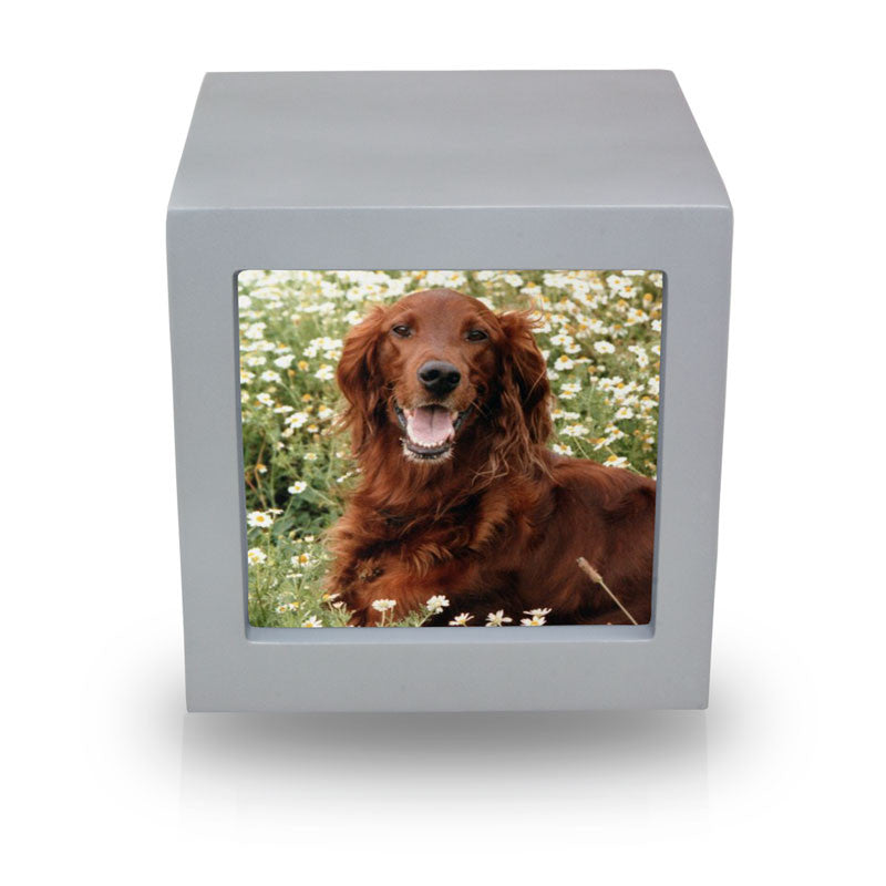 Silver Photo Cube Cremation Urn - Medium
