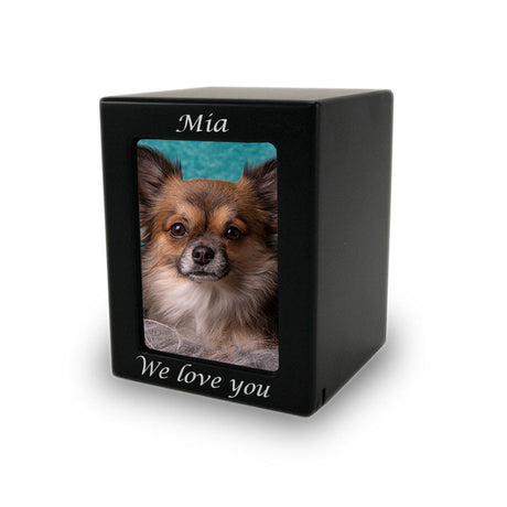 Black MDF Pet Photo Cremation Urn - Extra Small