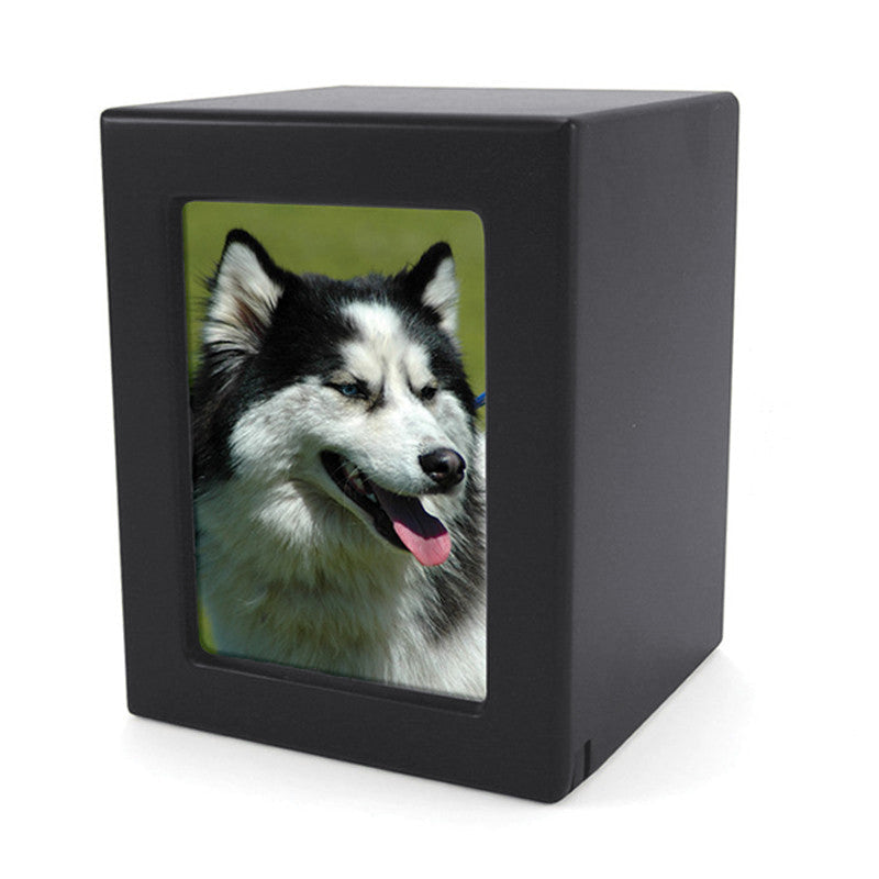 Graphite MDF Pet Photo Cremation Urn - Medium