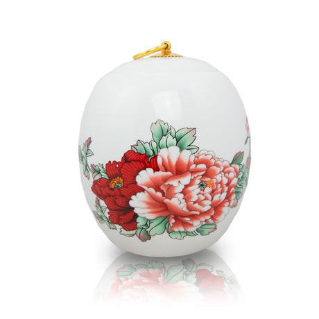 Red Peony Ceramic Cremation Urn - Small