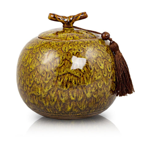 Autumn Yellow Ceramic Cremation Urn