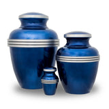 Dark Blue Banded Cremation Urn