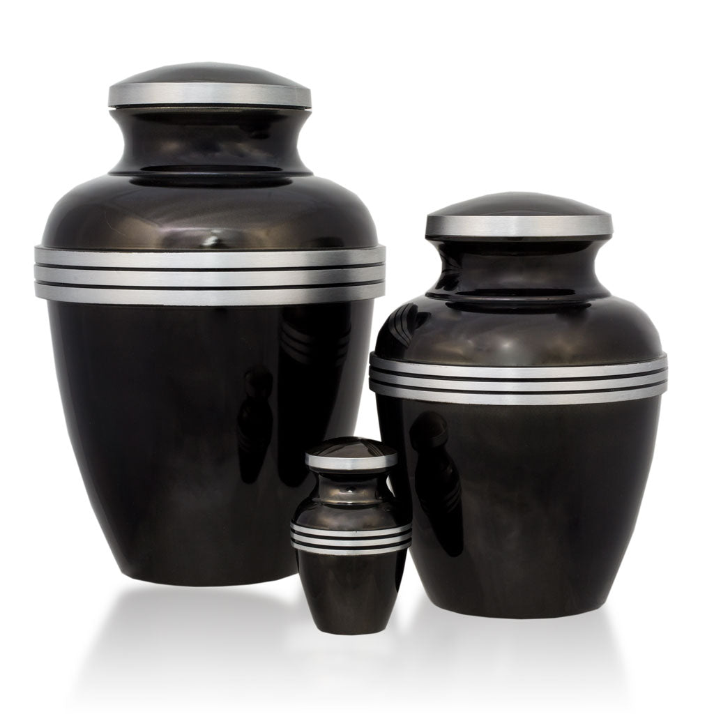 Dark Slate Banded Cremation Urn - Keepsake