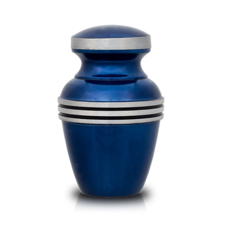 Dark Blue Banded Cremation Urn - Keepsake