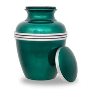 Dark Green Banded Cremation Urn