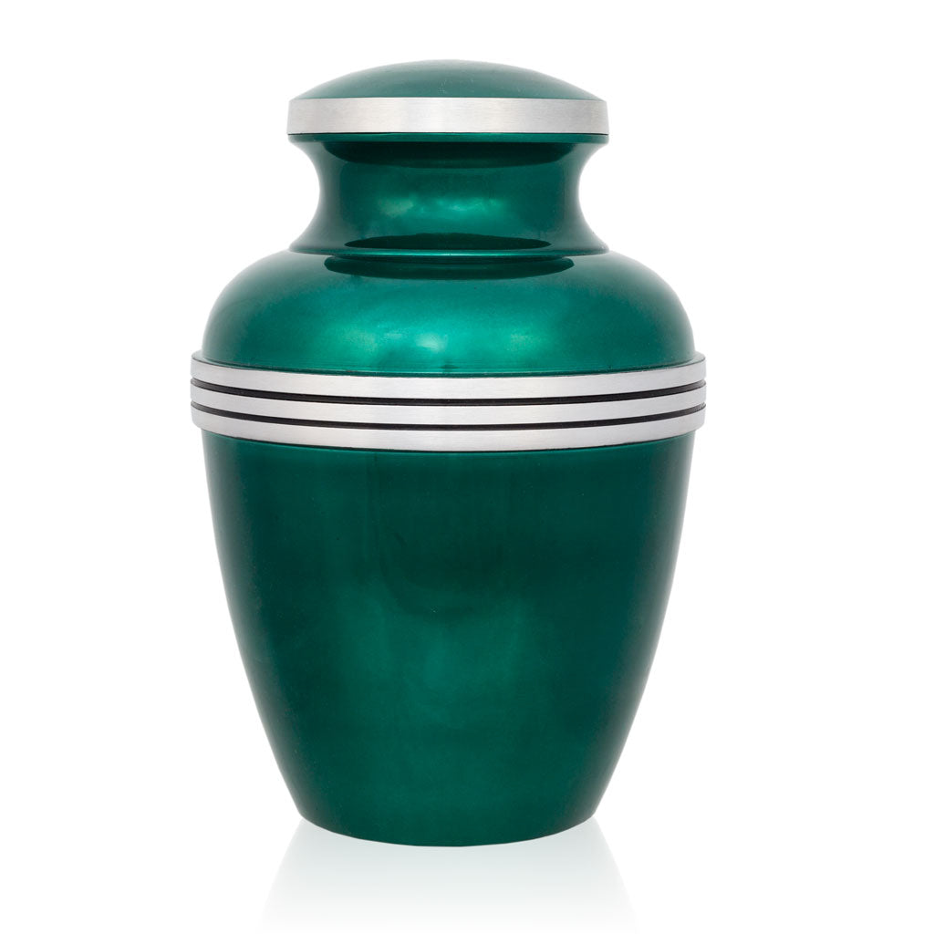 Dark Green Banded Cremation Urn