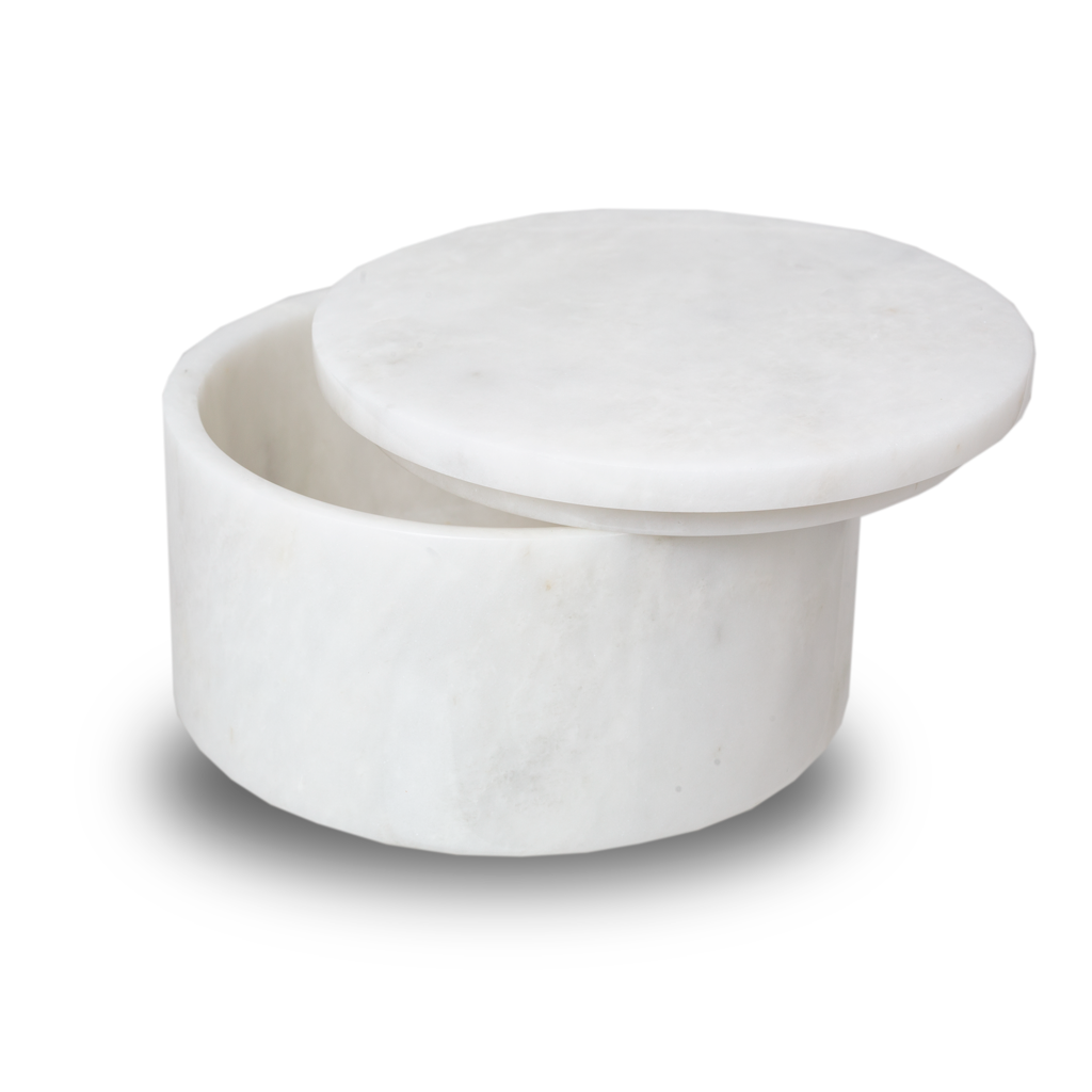 Taj Mahal Marble Cremation Urn Circular Keepsake Box - Small