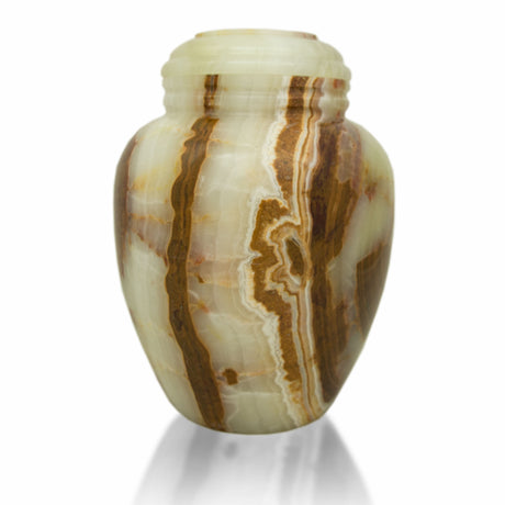 Elliptical Alpine Green Onyx Marble Cremation Urn - Large