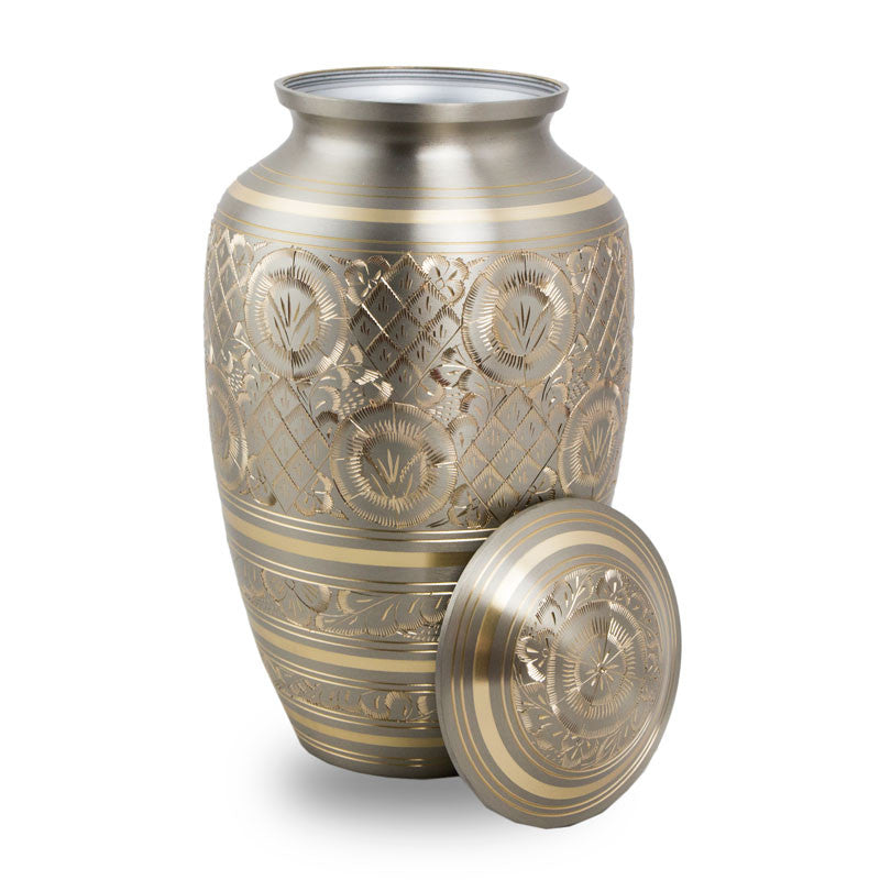 Silver and Gold Radiant Platinum Cremation Urn