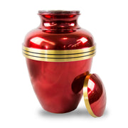 Red Gold-Banded Cremation Urn