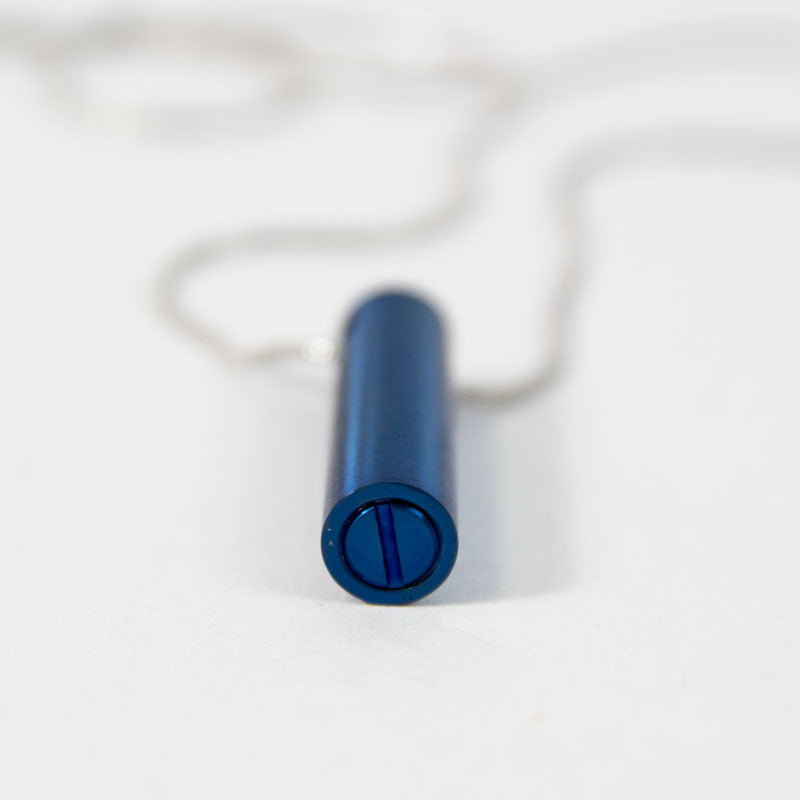 Blue Cylinder Cremation Necklace