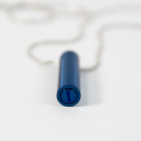 Blue Cylinder Cremation Necklace