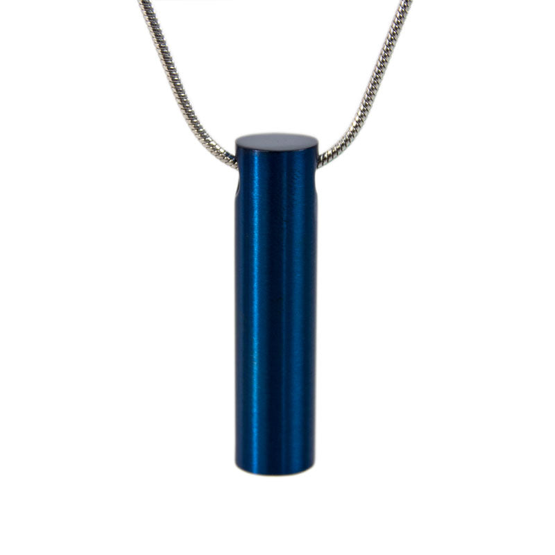 Blue Cylinder Cremation Necklace