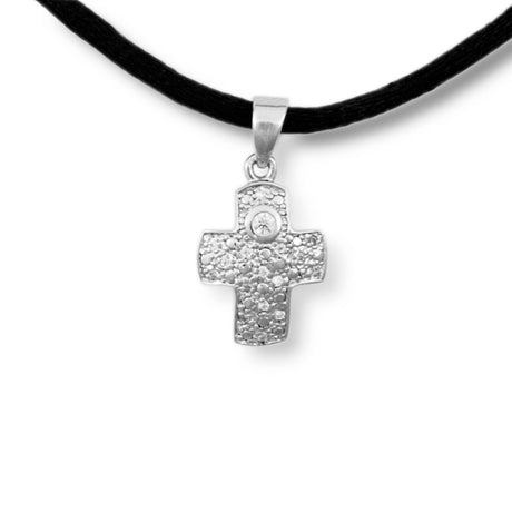 Filigree Cross Cremation Pendant - Sterling Silver