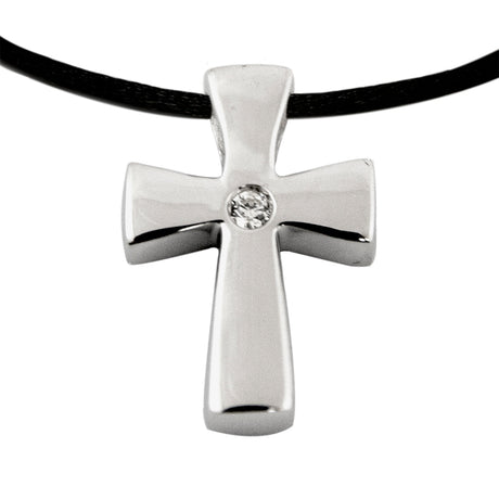 Sparkling Cross Cremation Pendant - Sterling Silver