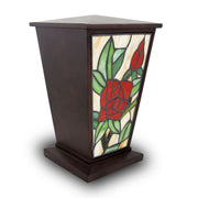 Red Rose Stained Glass Cremation Urn