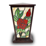 Red Rose Stained Glass Cremation Urn