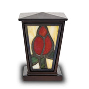 Red Rose Stained Glass Cremation Keepsake