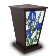 Blue Iris Stained Glass Cremation Urn