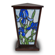 Blue Iris Stained Glass Cremation Urn