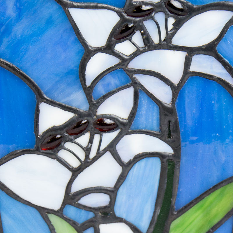 White Lily Stained Glass Cremation Urn