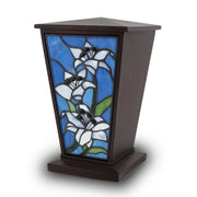 White Lily Stained Glass Cremation Urn