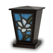 White Lily Stained Glass Cremation Keepsake