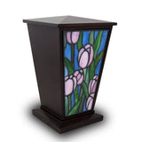 Pink Tulip Stained Glass Cremation Urn