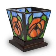 Red-Orange Poppy Stained Glass Candle Keepsake