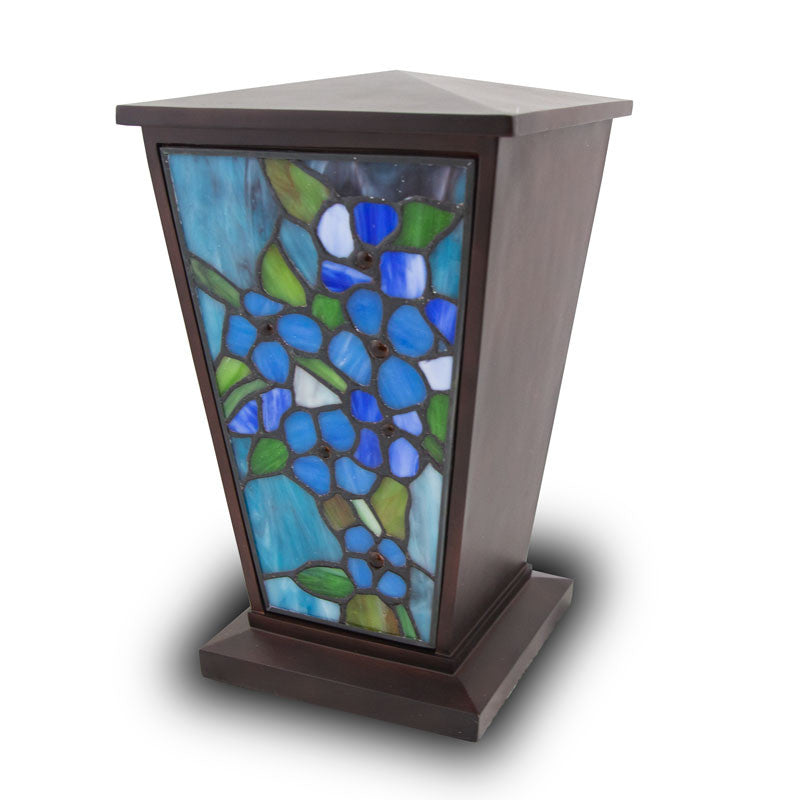 Blue Forget-Me-Not Stained Glass Cremation Urn