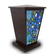 Blue Forget-Me-Not Stained Glass Cremation Urn