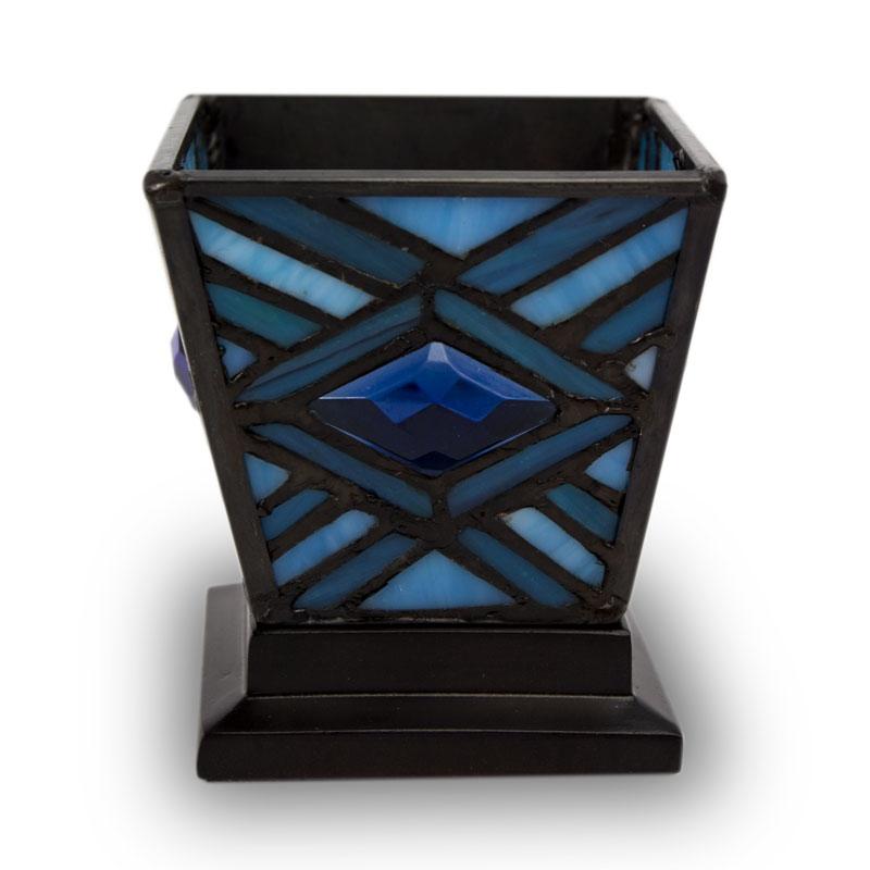 Mission Style Cremation Keepsake Candle Holder- Indigo Blue