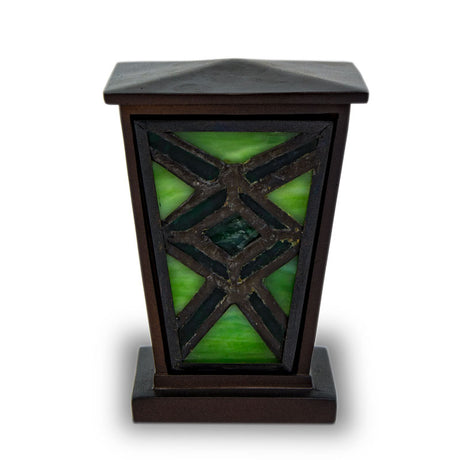 Emerald Mission Style Stained Glass Cremation  Keepsake