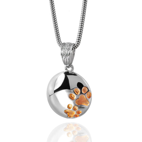 Paw Prints Cremation Pendant - Sterling Silver