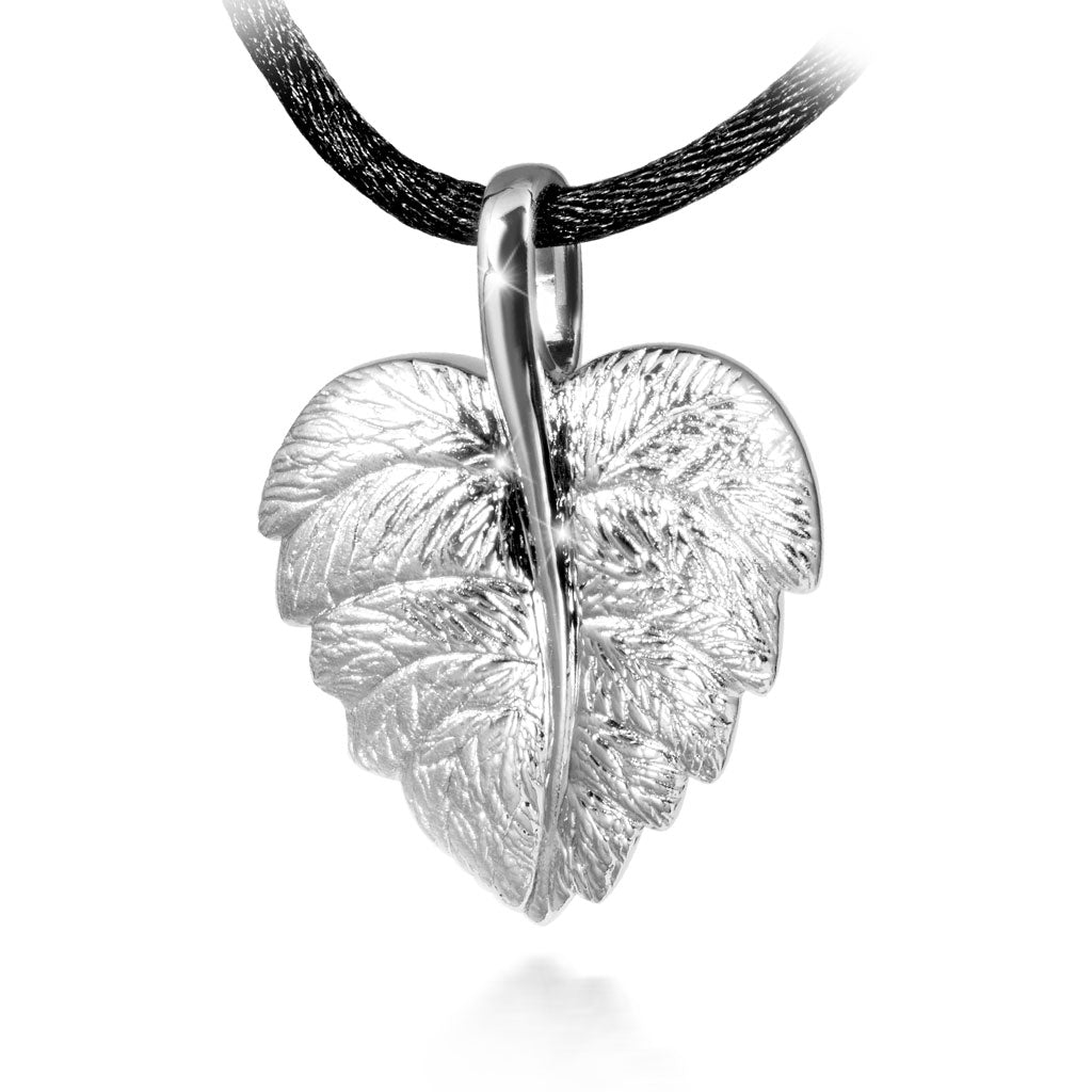 Elegant Leaf Sterling Silver Cremation Pendant