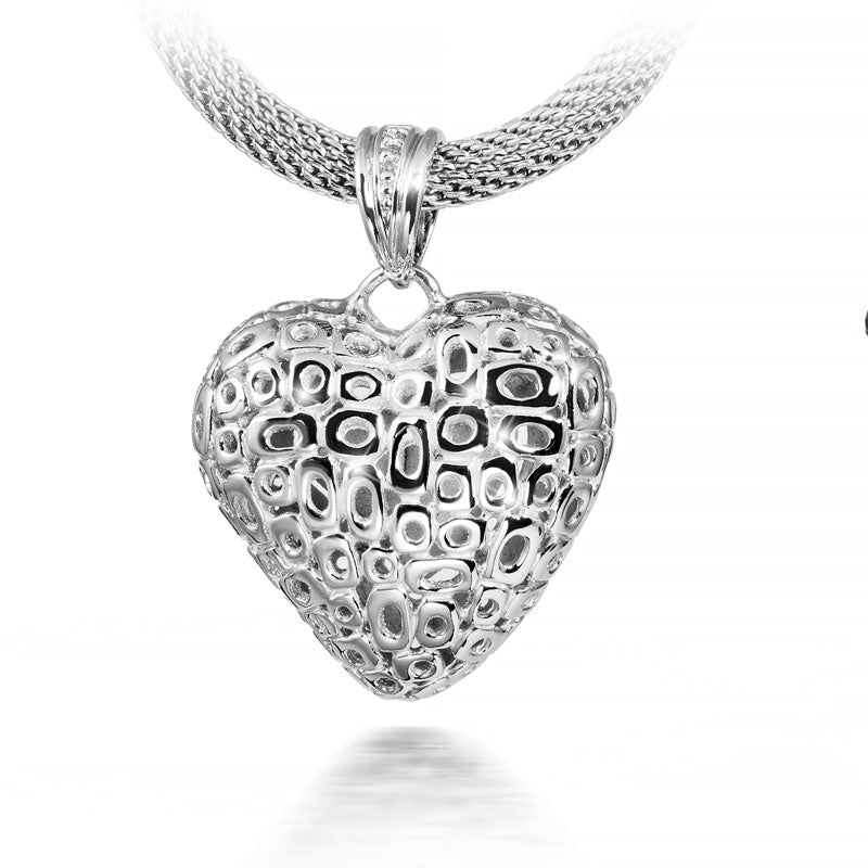 Pierced Heart Cremation Urn Pendant - Sterling Silver