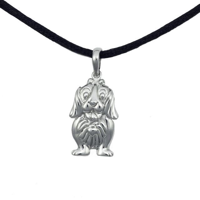 Cute Dog Cremation Pendant - Sterling Silver