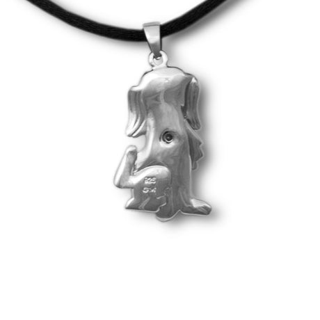 Happy Dog Cremation Pendant - Sterling Silver