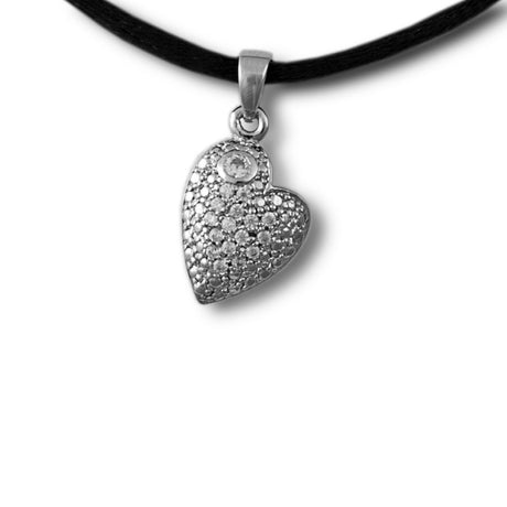 Flowered Heart Cremation Necklace Pendant - Sterling Silver